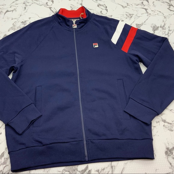 Men’s Fila Navy White Red Track Jacket - Picture 3 of 3